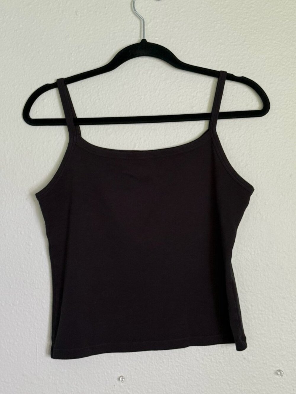 Uniqlo Mini Camisole Top Black Cotton Stretch Slim Cami Size L 476069